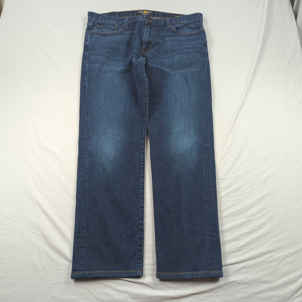 Lucky Brand Jeans Men 36x30* Blue 221 Original Straight Distressed Casual Hemmed